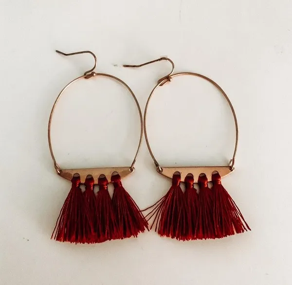 Rust Tassel Earrings - Image 2