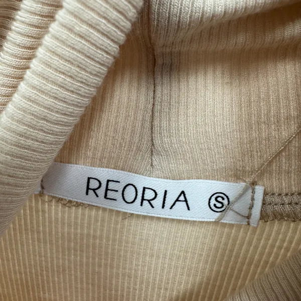 REORIA Women's Ribbed Turtleneck Long Sleeve Bodysuit Beige Size‎ Small 586 - Image 7