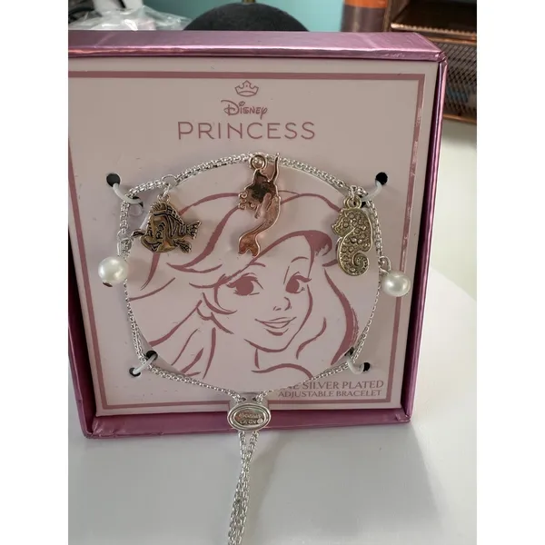 Disney Princess Ariel The Little Mermaid Silver Plated Adjustable Charm Bracelet - Image 2