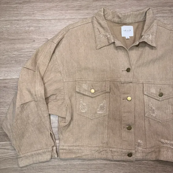 Le Lis Boutique Tan Cropped Jacket Size Small - Image 16