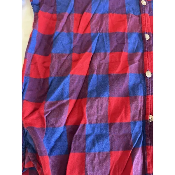 american eagle FLANNEL Plaid Button-Up SIZE S Gorpcore Casual RED BLUE - Image 3