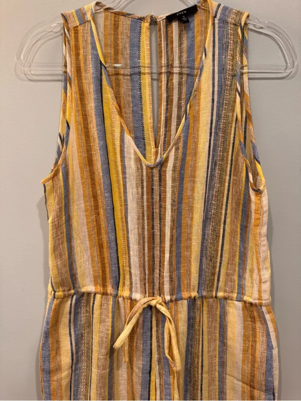 Anthropologie Drew Linen Blend Yellow Striped Jumpsuit Romper - Image 3