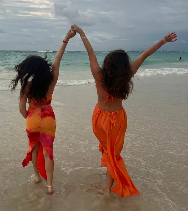 Pink/Orange Maxi Skirt + Tube Top Set - Image 2