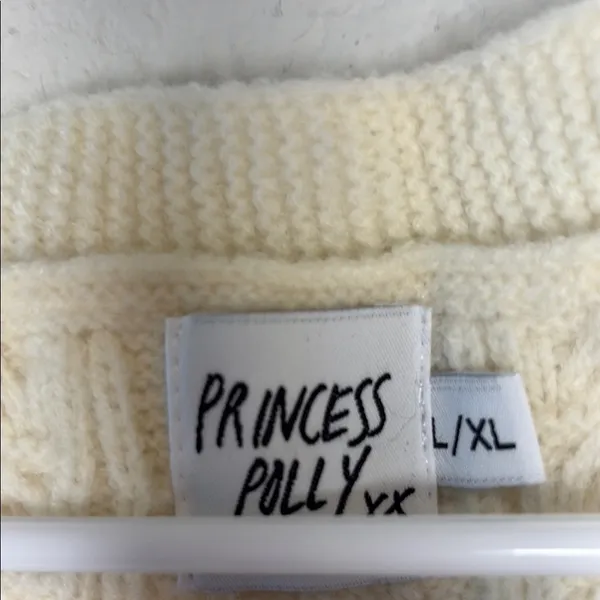 Princess Polly L/XL Women's Cream Cable Knit Sweater Vest - Image 2