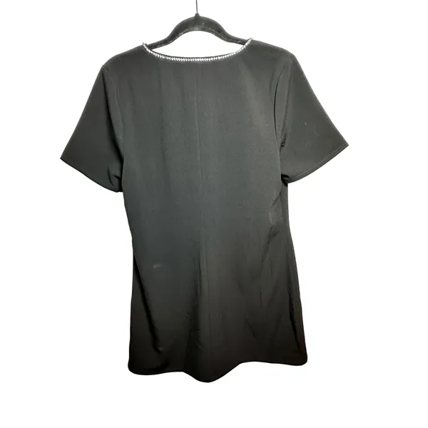 Day + Moon Black Rhinestone Bow V Neck Short‎ Sleeve Mini Dress - Image 2