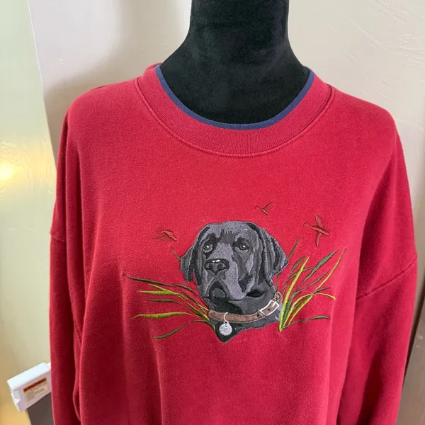 Vintage M&C Sport Crewneck Hunting‎ Dog Labrador Red 90s Oversized Fit XXL - Image 2