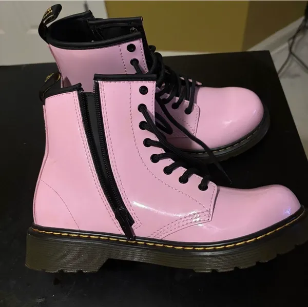 Dr. Martens Light Pink Boots with Black Accents and bouncing soles)(UK3-US4Med) - Image 4