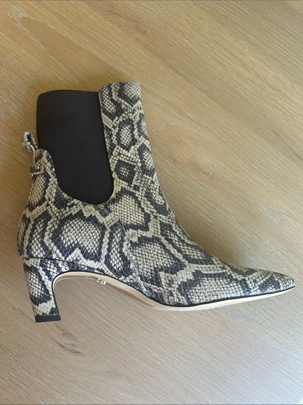 Sam Edelman Lani Chelsea Bootie Slip kitten heel snakeskin 7.5, NWT no box - Image 8