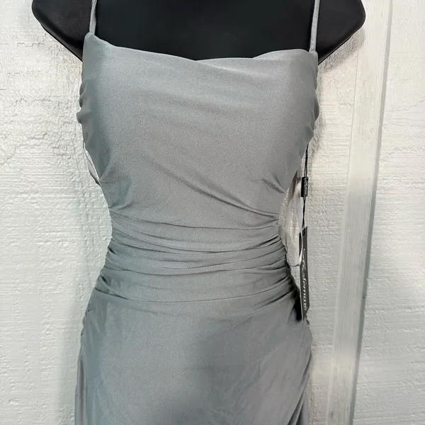 La Femme Silver Spaghetti Strap Backless Dress Size 2 NWT - Image 6