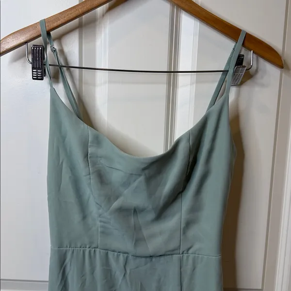 Birdy Grey Sage Amy wide scoop neck spaghetti strap sage green dress sz XS - Image 3