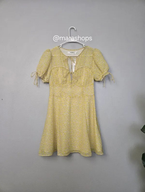 ASTR Print Puff Sleeve Tie Front Dress - Image 4
