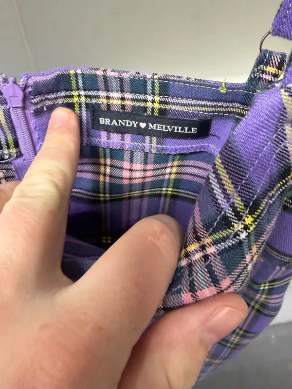Brandy Melville Dress Mini Plaid Purple - Image 4
