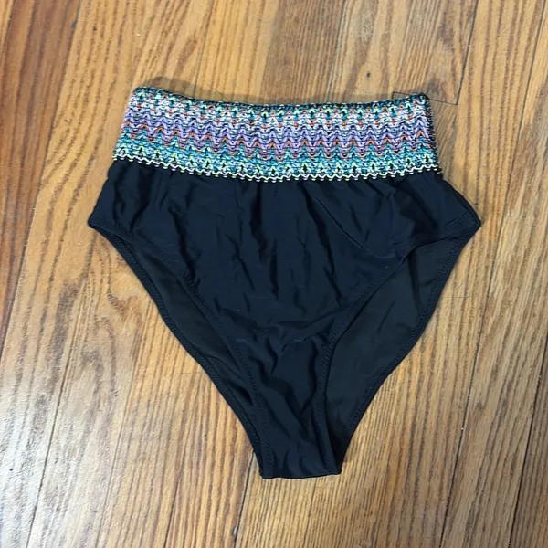 Paisley One Shoulder Woven Patchwork Black Bikini‎ Set size S NWT swimsuit - Image 7