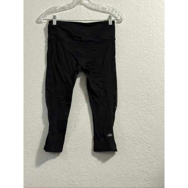 Alo Yoga Leggings Womens Small Black High Waist Mesh Workout Pants Leggings - Image 3