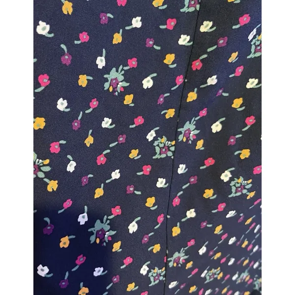 Loft Midi Skirt Large Floral Ruffle Navy Blue Fall Winter Whimsigoth Resort Boho - Image 5