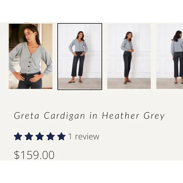 Paneros Greta Cardigan Button Up Gray Large Cotton Cozy Quiet Luxury - Image 9