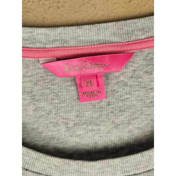 Lilly Pulitzer Womens Gray Long Sleeve Baldwin Shirt Top XL - Image 3