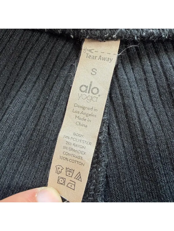 Alo Yoga Muse Ribbed Knit Jogger Sweatpants Black S Lounge Athleisure Cozy - Image 5
