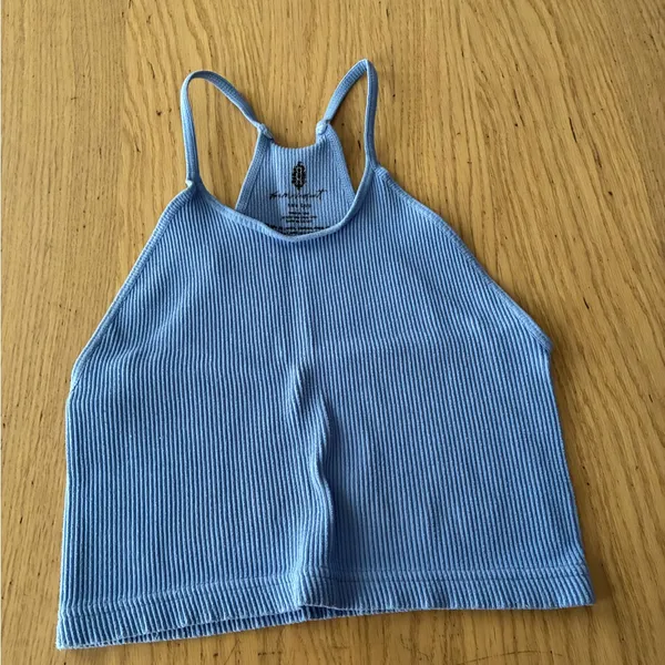 Free People Movement Happiness Runs Crop Ribbed High-Neck Tank Top - Light Blue - Image 9