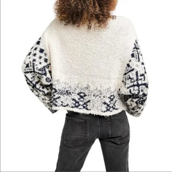 Free People Midnight Beach Oversized Sweater in Evening Ivory Combo size XS $168 - Image 13