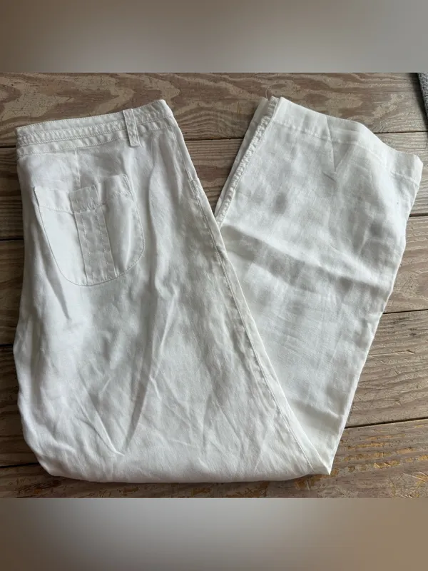 White + Warren Linen Pants 100% linen size 6 - Image 4