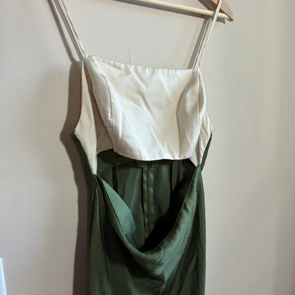 ASOS DESIGN Tall Colorblock Maxi Dress 8 Olive Green Women Satin Finish - Image 2