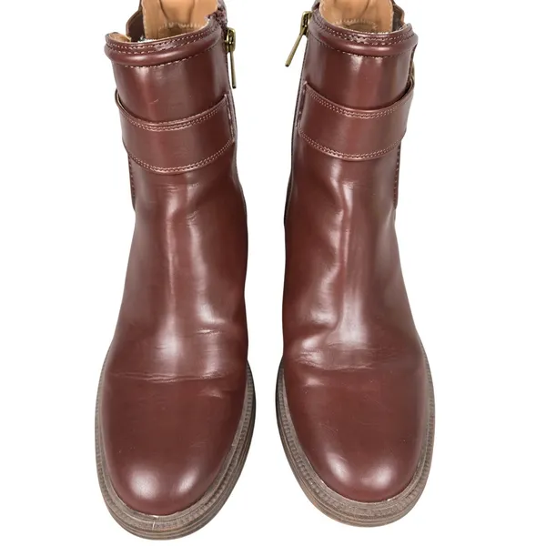 Sam & Libby Natalia Brown Faux Leather Buckle Stacked Heel Ankle Boots 9.5M - Image 7