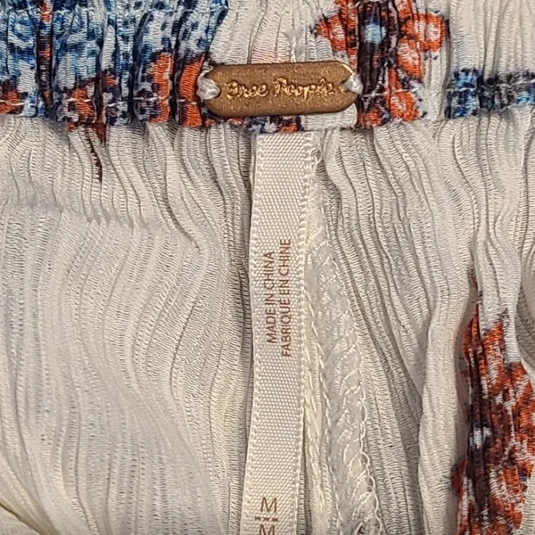 Free People Gold dust flowy crinkle gauze wide leg pants sz M - Image 7