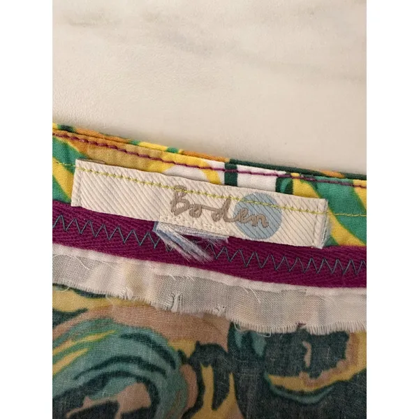 Boden Womens Green Yellow Abstract Floral A-Line‎ Mini Skirt With Pockets Sz 4 - Image 5