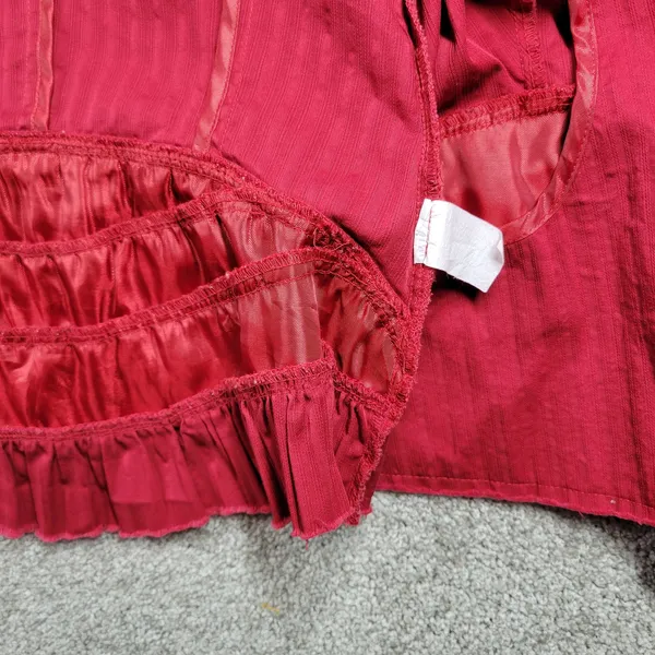 VTG 6 Degrees Y2K Cropped Jacket Juniors M Red Layered Ruffle Back Fitted Button - Image 11