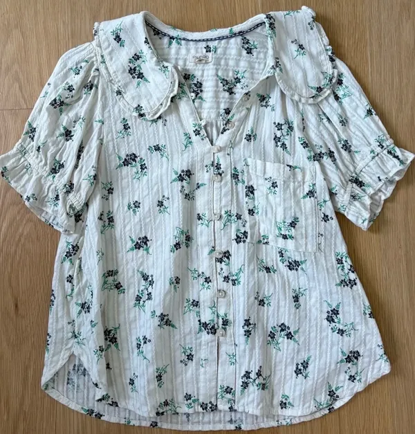 Pilcro Anthropologie Kiera Blouse White Floral - Image 2