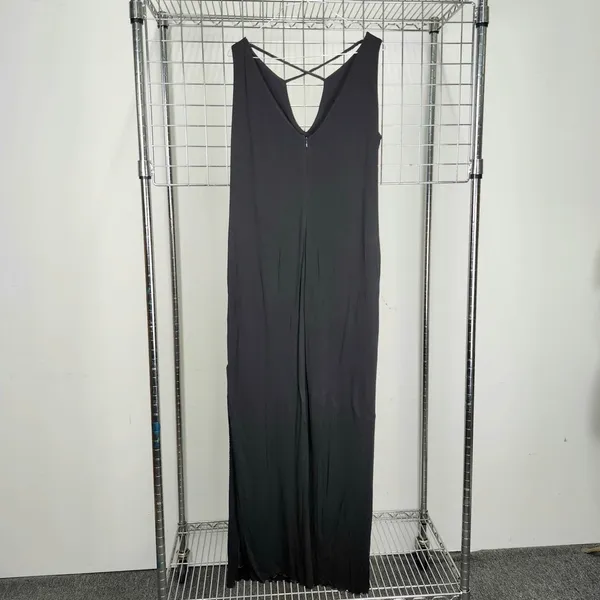Strappy Beaded Criss Cross Evening Gown Black Dress Size 14 - Image 4