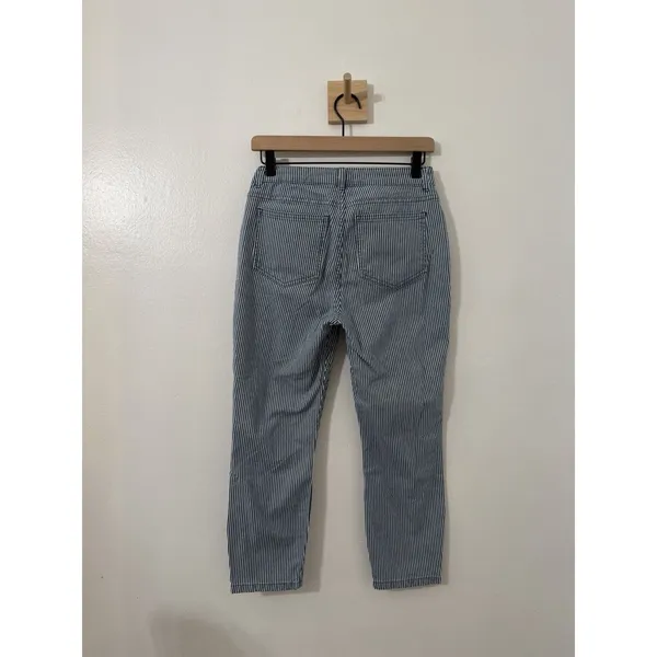 Boden The Cropped Soho Blue Striped Denim Capri Pant Skinny Sz 4 Teacher Work - Image 5