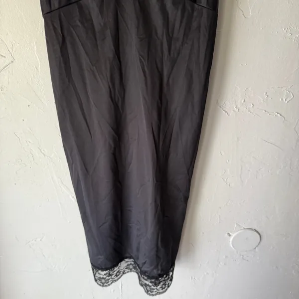 Vintage 70s Small Black Lace Slip Dress‎ Lingerie Nightgown Coquette Romantic - Image 3