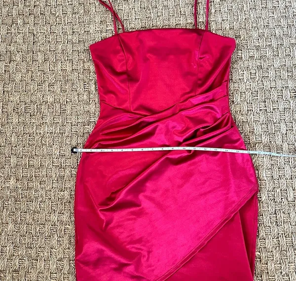 Windsor Red Satin Mini Dress Size Medium - Image 9