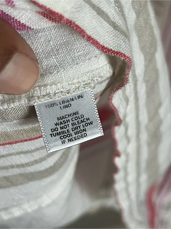 LOFT | White Striped 100% Linen Drawstring Waist Mini Dress Sz S - Image 7