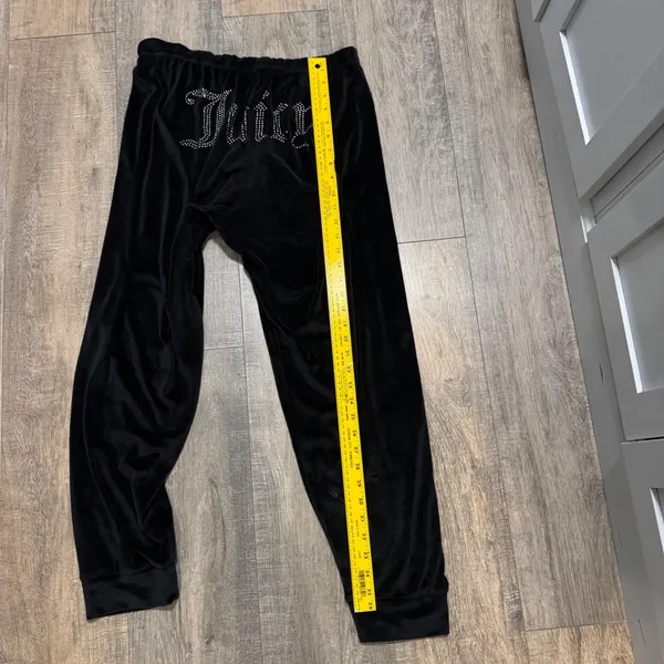 Juicy Couture Black Velour Rhinestone Logo Joggers Sleepwear Pants Womens Medium - Image 7