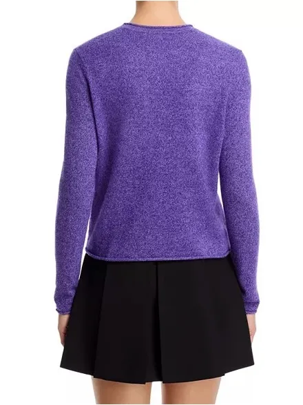 AQUA Cashmere 100% Cashmere Rolled Edge purple Sweater size M - Image 2