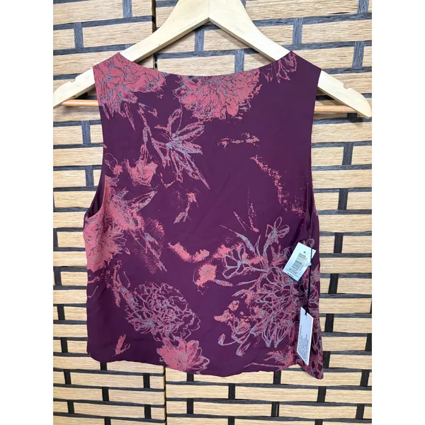 Babaton Burgundy‎ Floral Tank Top Size XXS - Image 2