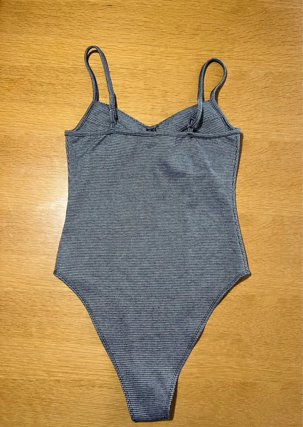 SO Plaid Bodysuit Gray Size M - Image 3
