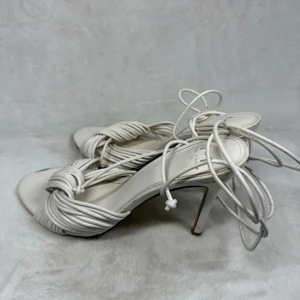 Marc Fisher LTD White‎ Leather Lace Up Strappy Stiletto Heels Knotted Sandals 8 - Image 11