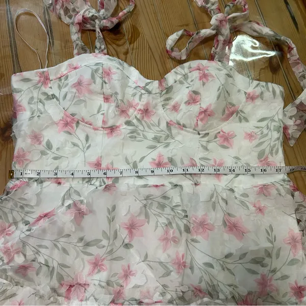 Lulus Endlessly Gorgeous White Floral Burnout Tie-Strap Midi Dress Size XL NWT - Image 9