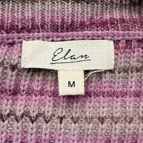 Elan Womens Striped Cropped Sweater Pink Purple SWS10899‎ Drawstring Hem Size M - Image 2