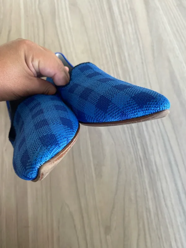 Rothy's Blue Knit Slip-On Flats with Green Insole - Image 4