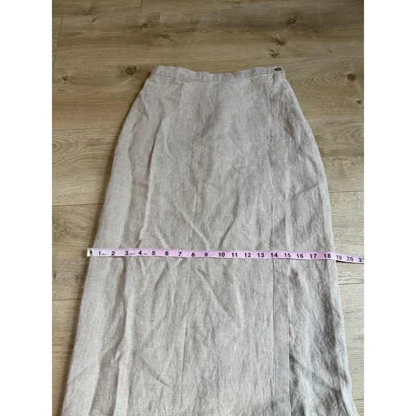 EUC Eileen Fisher Delave 100% Linen Wrap Skirt Beige Coastal MADE IN USA size S - Image 7