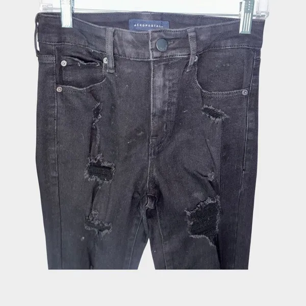 Aeropostale High Rise Jeggings Size 8 Distressed‎ Denim Grunge Punk Streetwear - Image 2