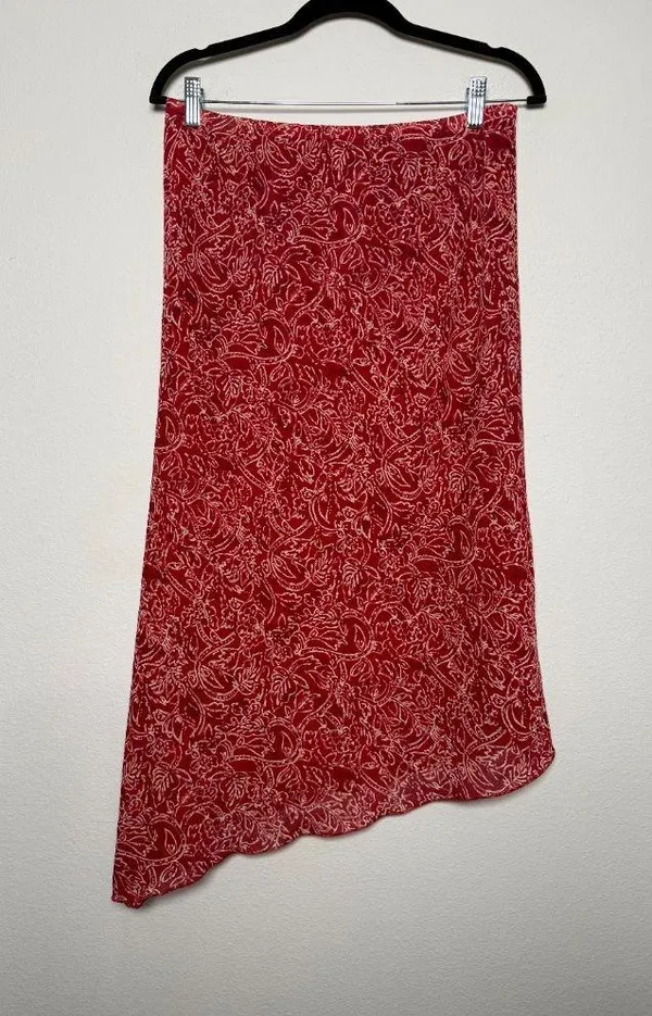 vintage 2000s Red Skirt Floral Print - Image 2