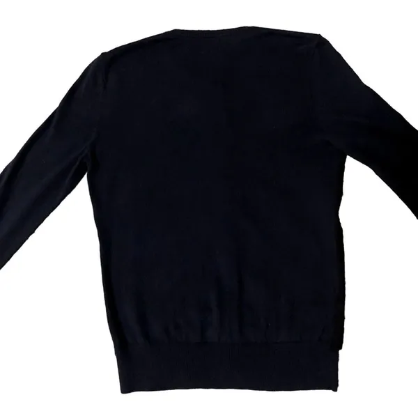 Ann Taylor Cardigan Sweater Womens S Used Navy with Black Lace Front - Image 5