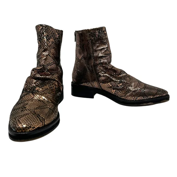 Free People Amarone Ankle Boot Metallic Copper‎ Snakeskin Print Size 38 US 7.5 - Image 3