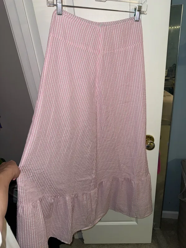 SheIn Pink and White Striped Maxi Skirt - Image 2